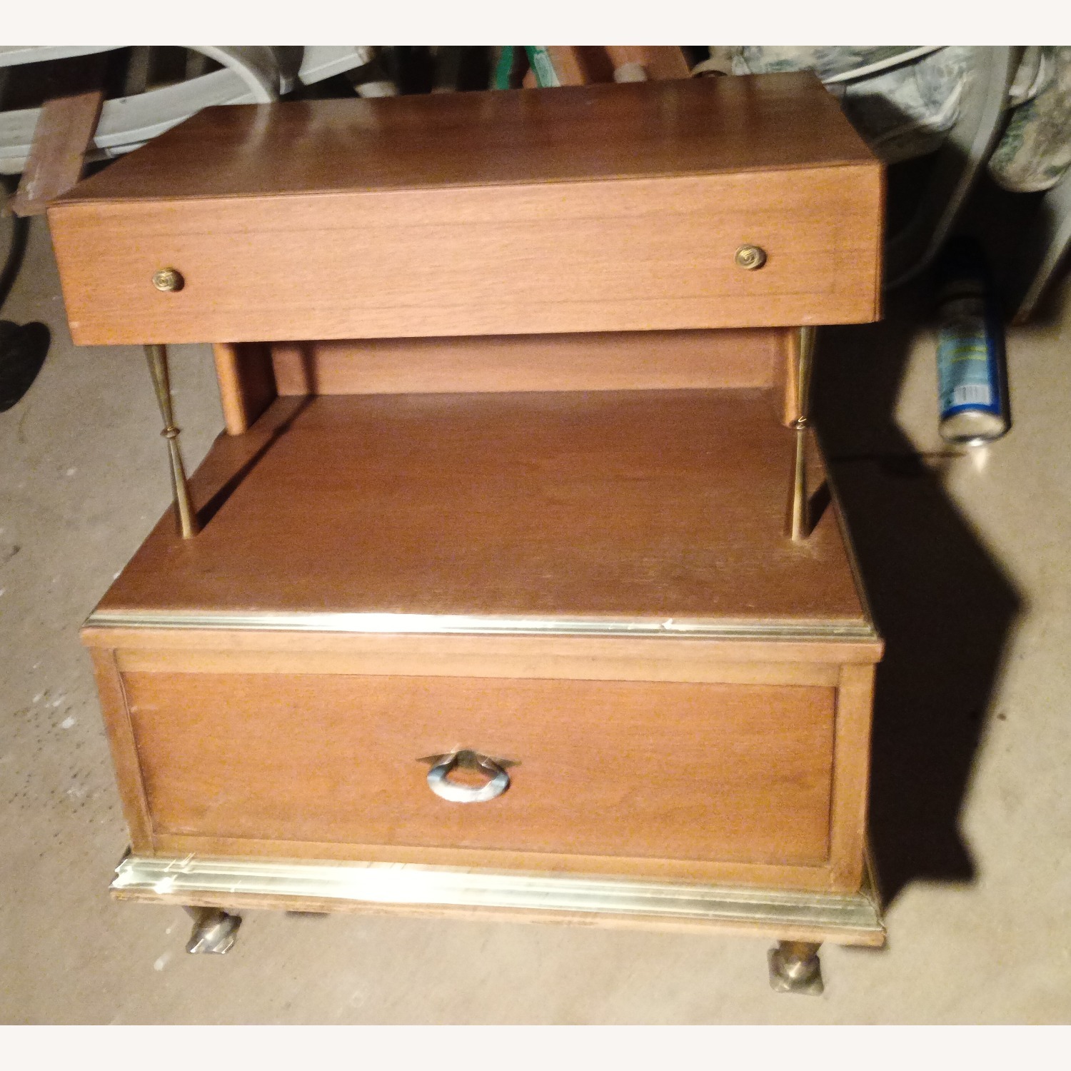 Vintage/Antique Light Brown Wood Side Table - image-8