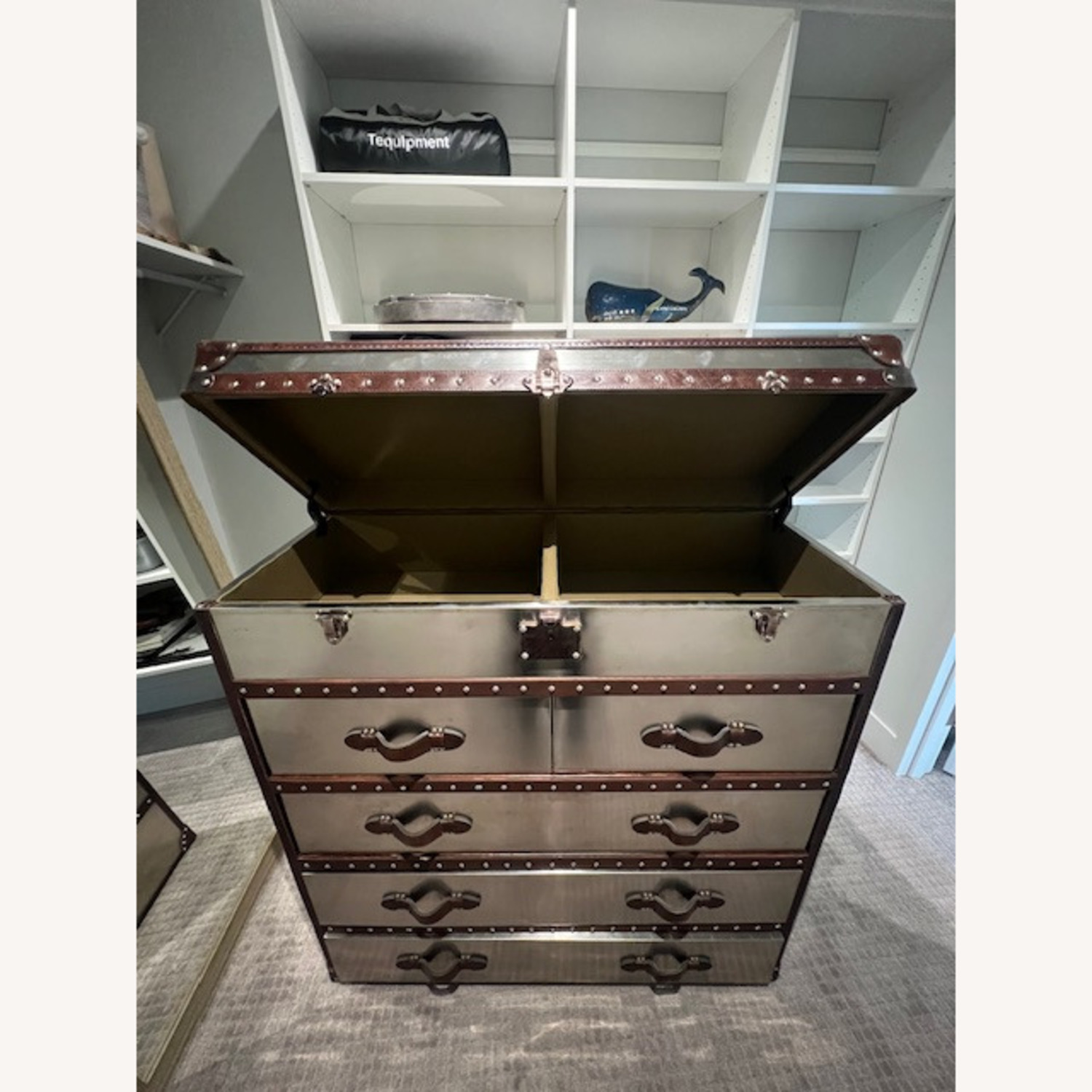 Silver and Leather Chest Dresser - image-1