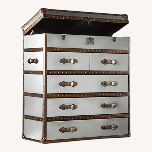 Used Silver and Leather Chest Dresser for sale on AptDeco