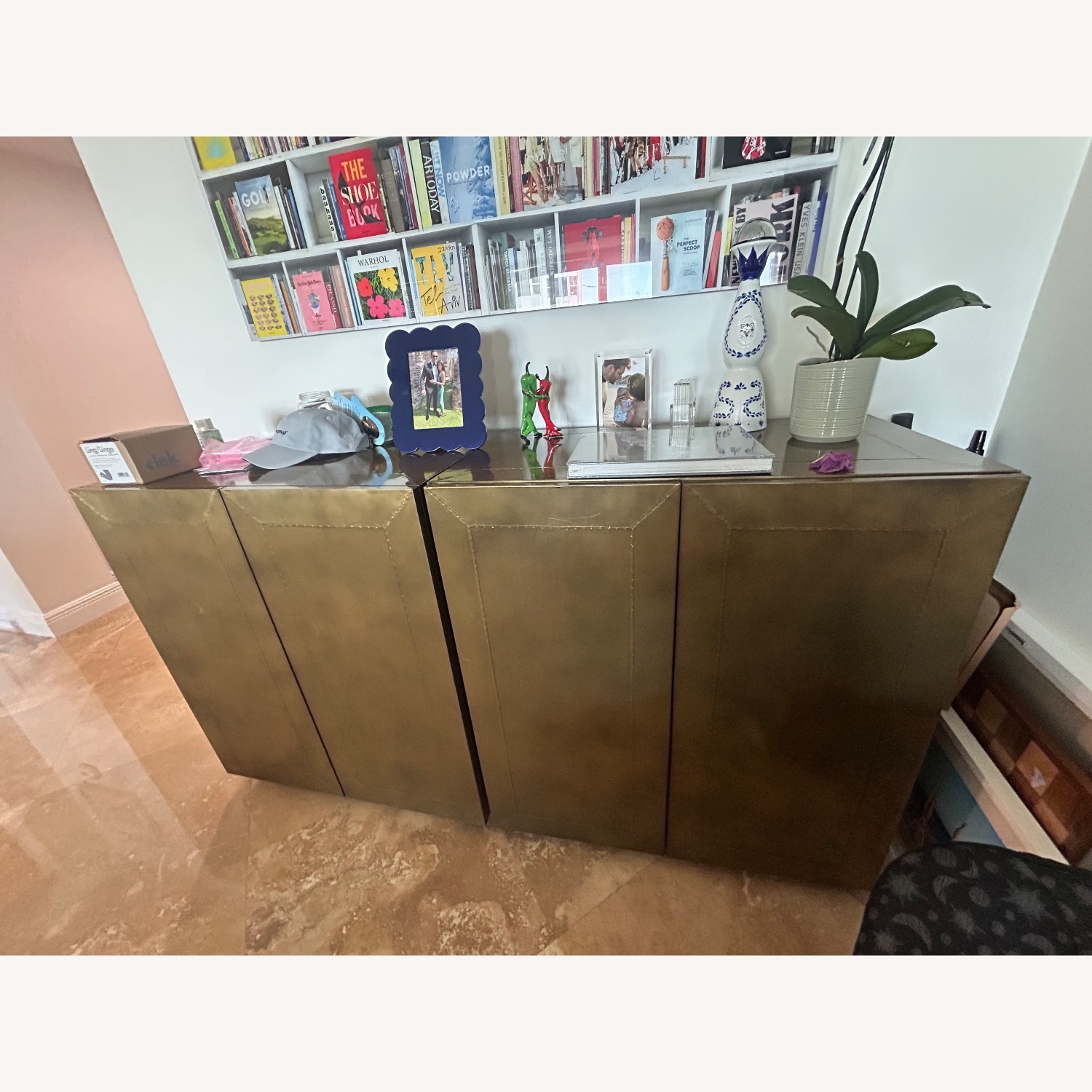 Crate & Barrel Freda Gold Bar Cabinets (Set of 2) - image-2