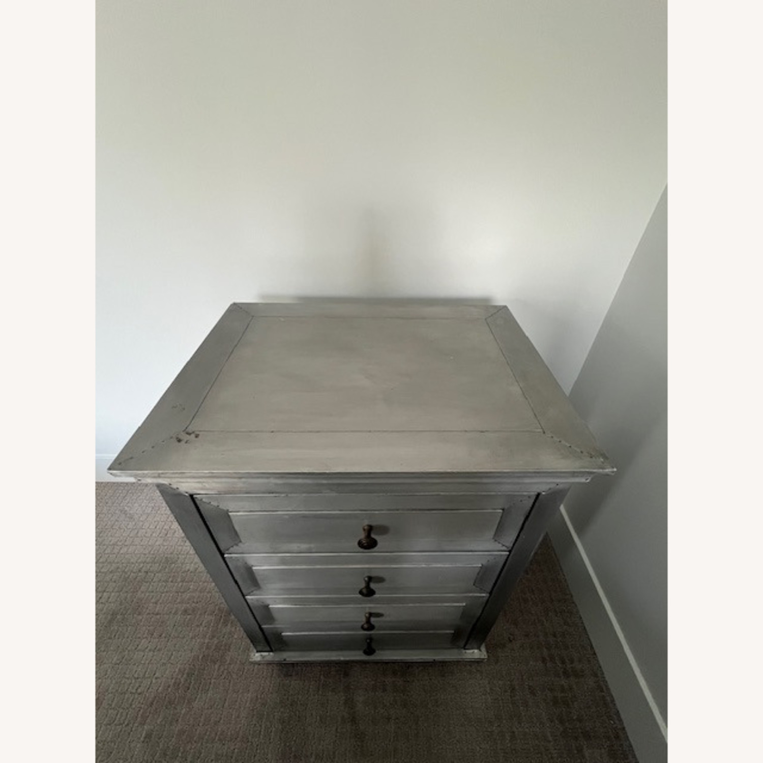 Restoration Hardware Annecy Silver Metal Nightstands - image-2