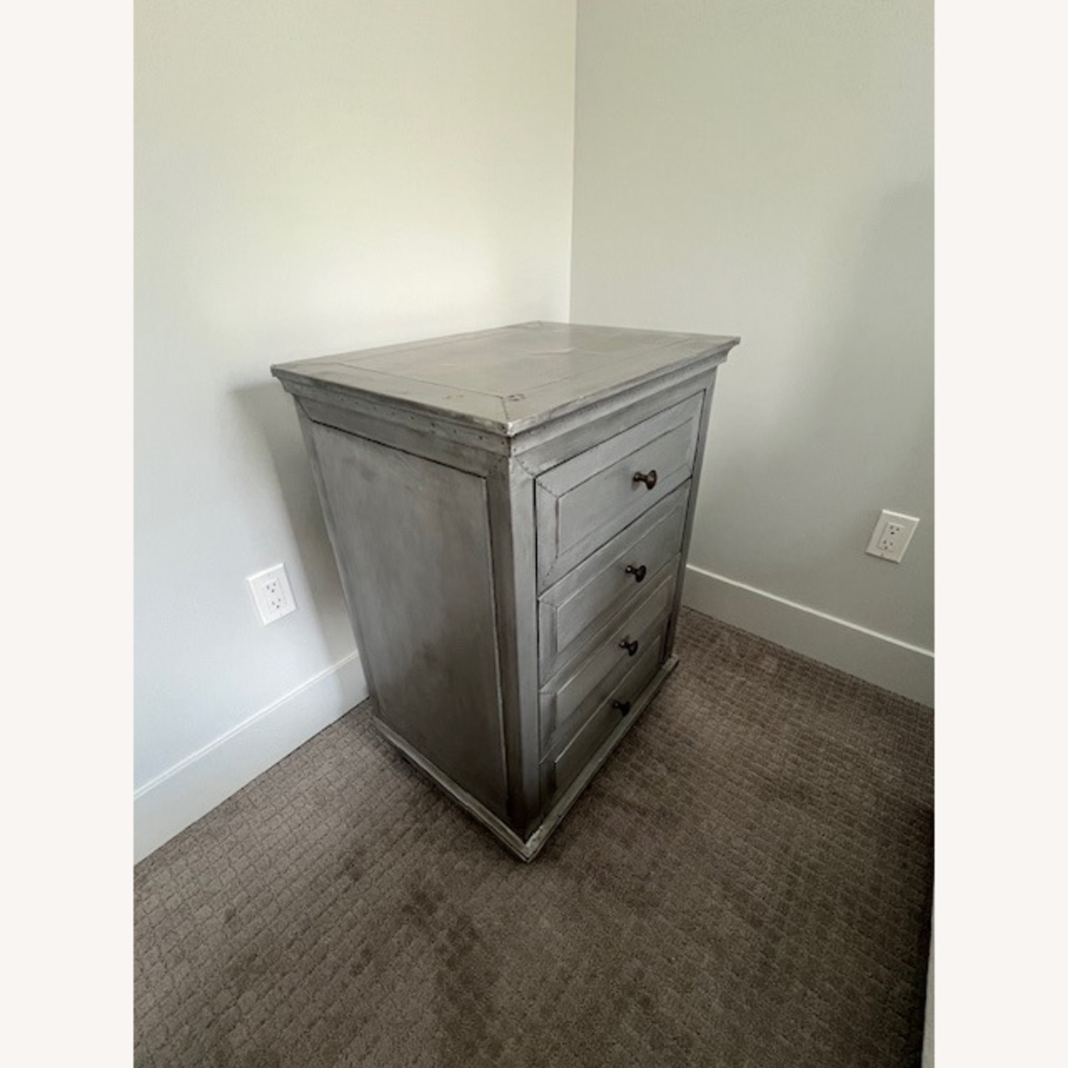 Restoration Hardware Annecy Silver Metal Nightstands - image-3