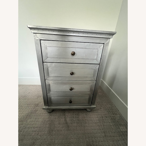 Used Restoration Hardware Annecy Silver Metal Nightstands for sale on AptDeco