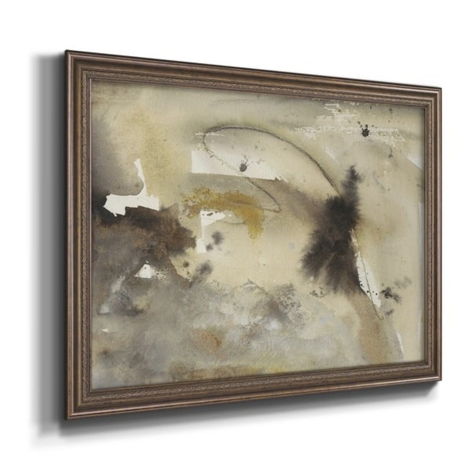 Walnut Wood Frame Floral Abstract Art - image-2