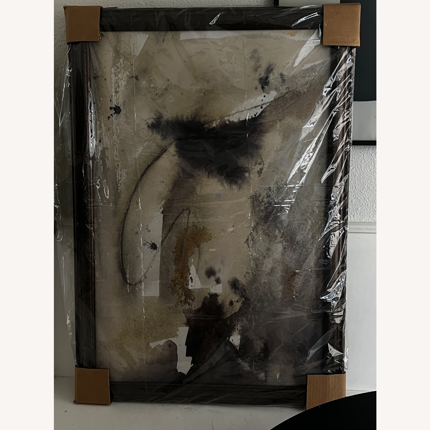 Walnut Wood Frame Floral Abstract Art - image-4