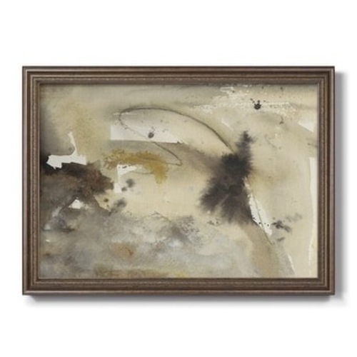Used Walnut Wood Frame Floral Abstract Art for sale on AptDeco
