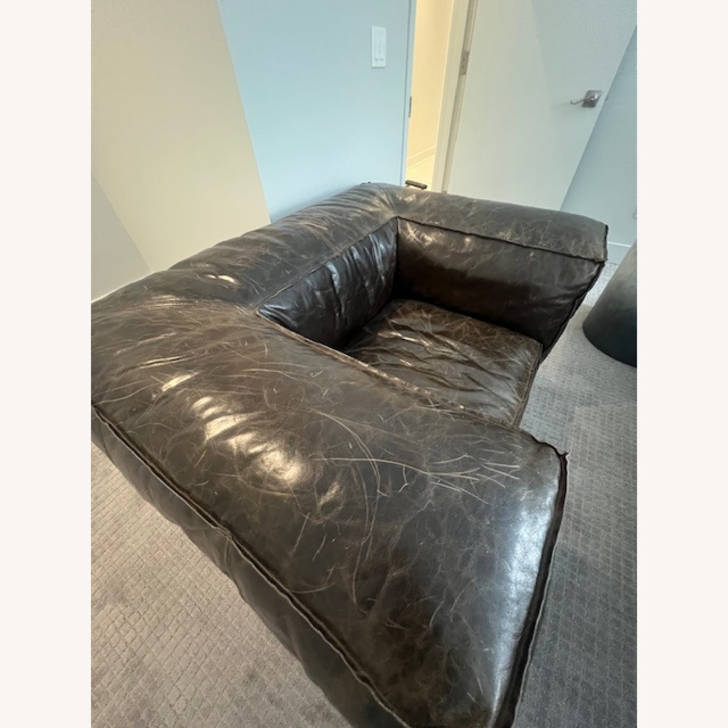 Restoration Hardware Dark Brown Leather Armchair - image-4