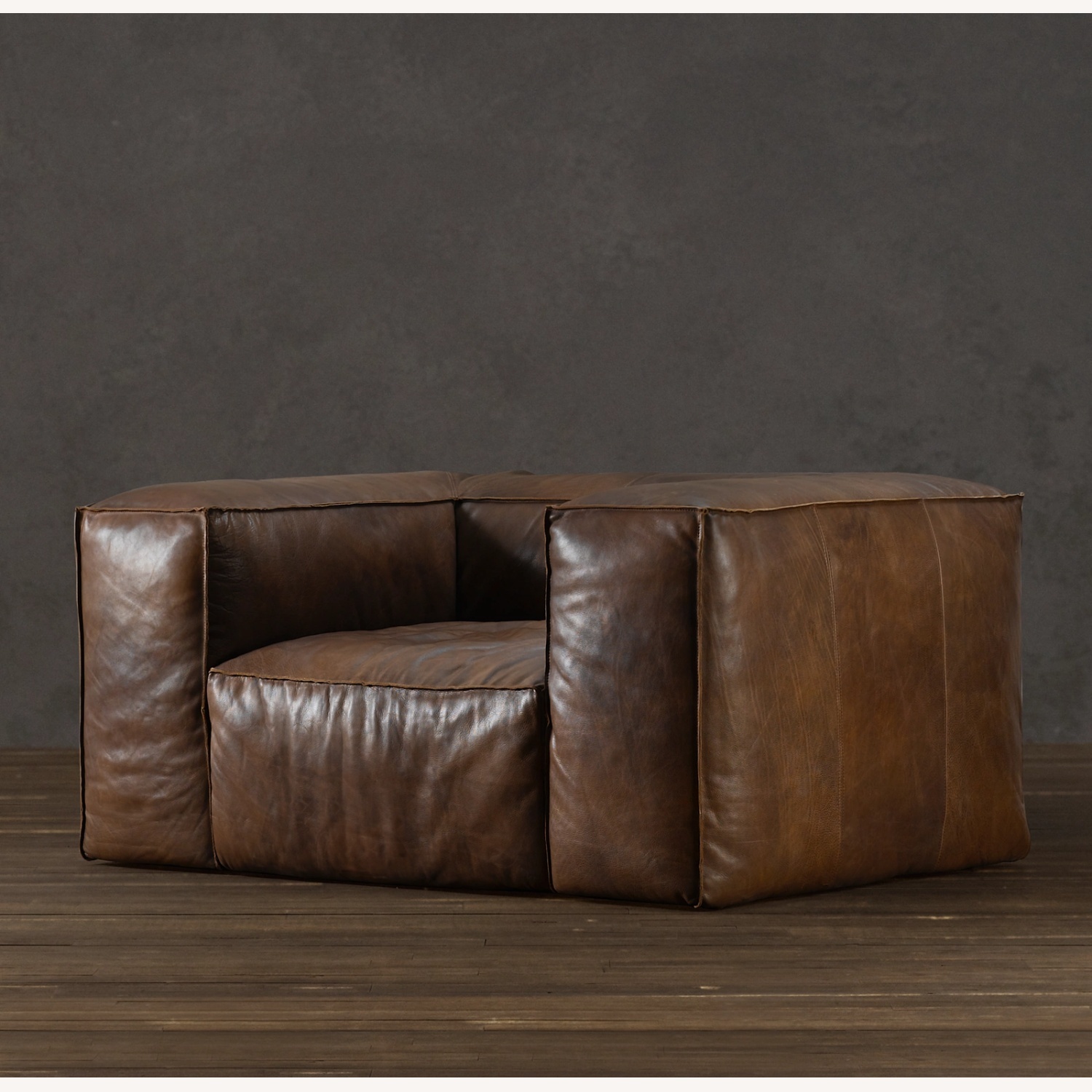 Restoration Hardware Dark Brown Leather Armchair - image-5