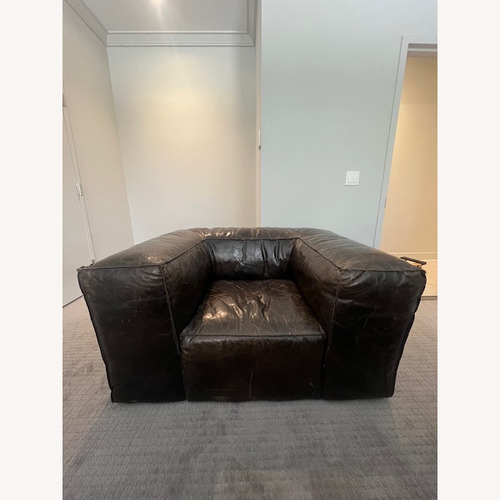 Used Restoration Hardware Dark Brown Leather Armchair for sale on AptDeco
