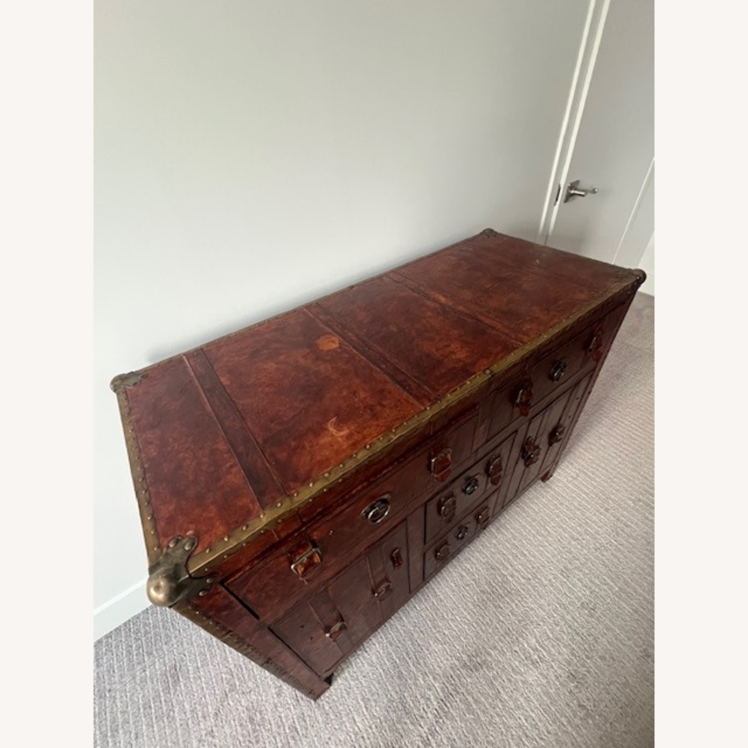 Vintage/Antique Red Leather Dresser with Buckles - image-2