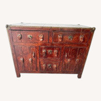 Vintage/Antique Red Leather Dresser with Buckles