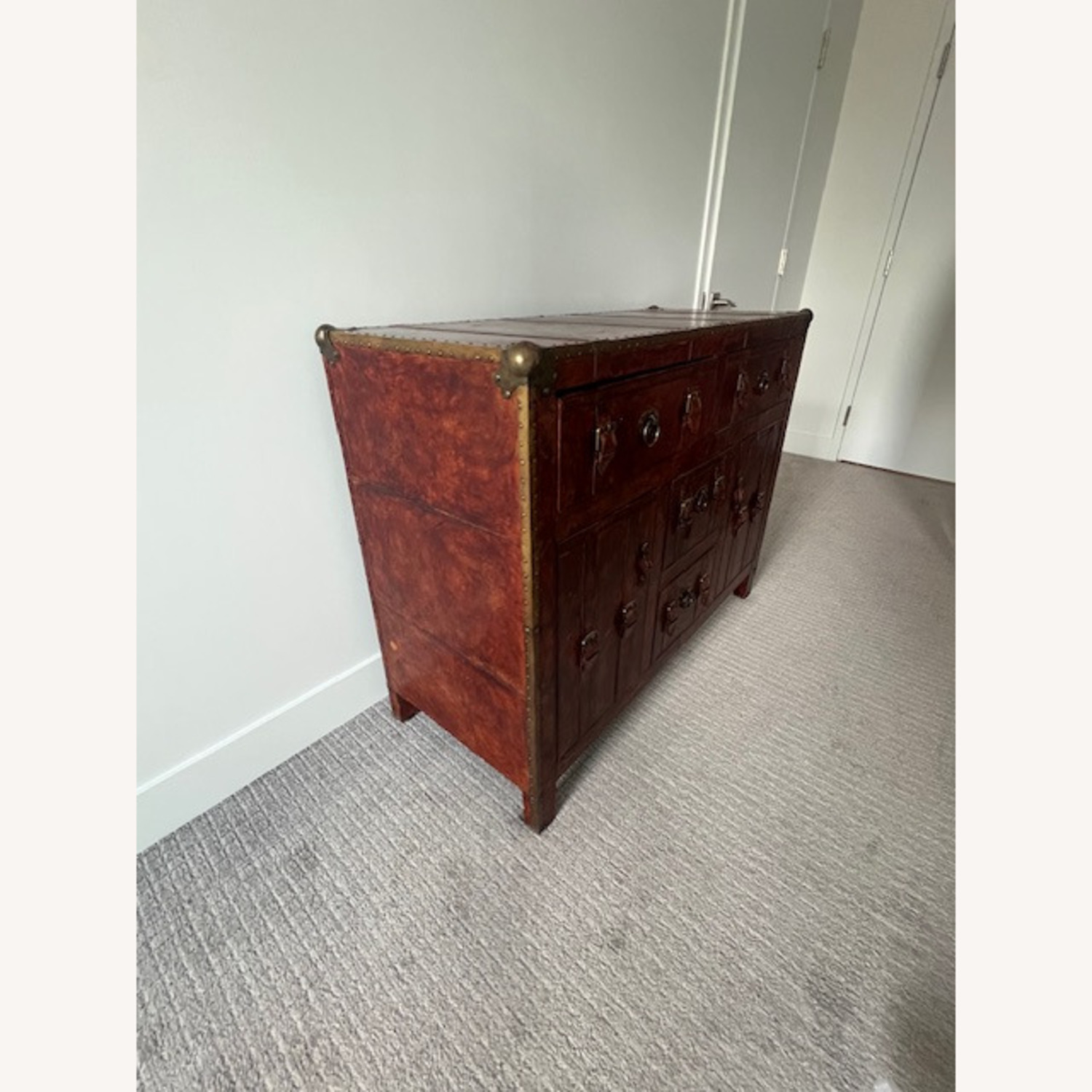 Vintage/Antique Red Leather Dresser with Buckles - image-3