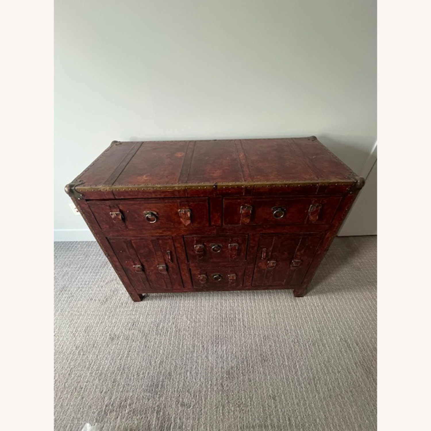 Vintage/Antique Red Leather Dresser with Buckles - image-5