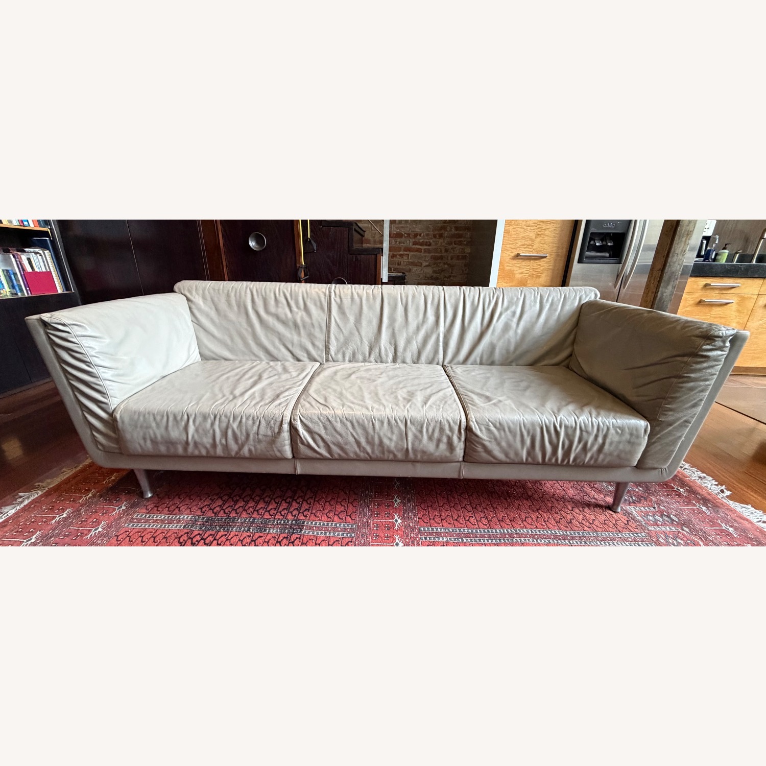 Herman Miller Light Gray Leather 3+ Seater Sofa - image-1