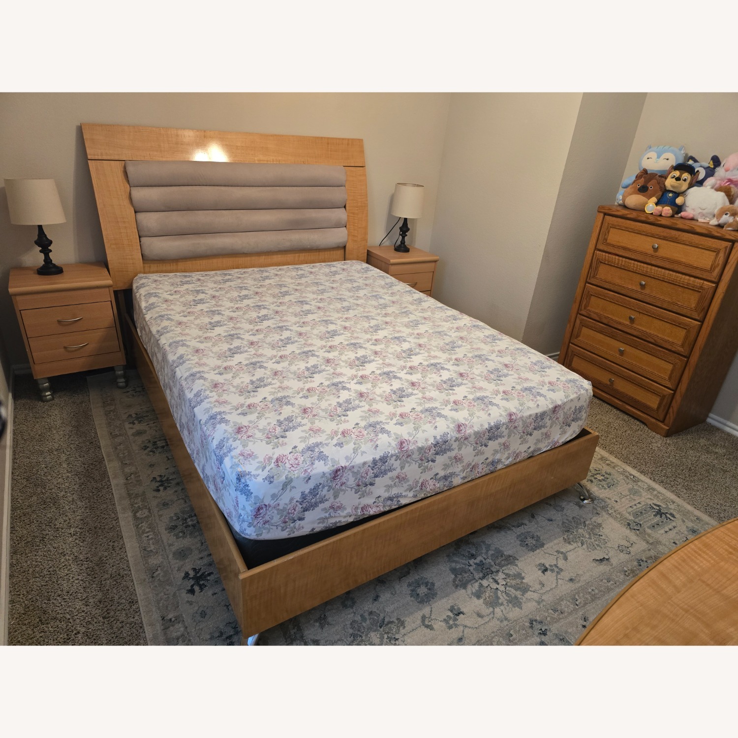 Light Brown Wood Full Bed - image-2