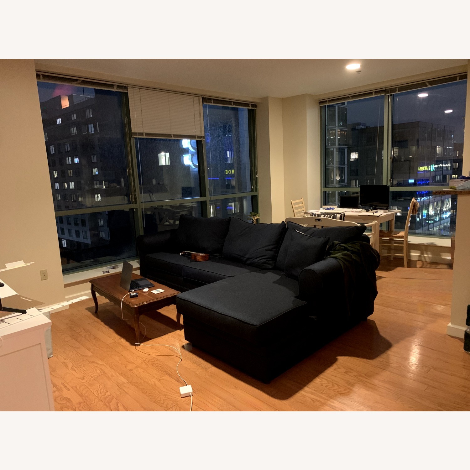 Bob's Discount Navy Blue Sectional Couch - image-4