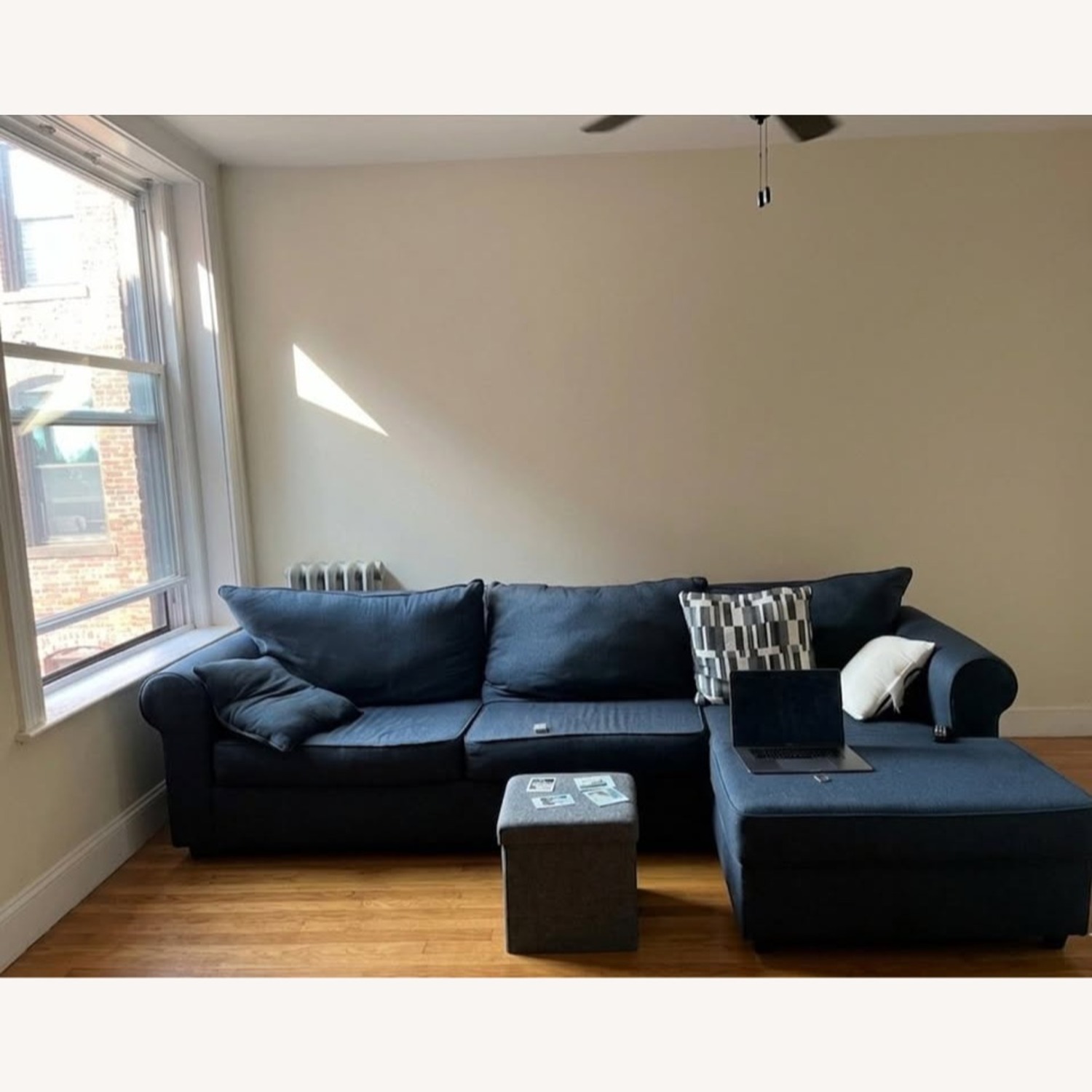 Bob's Discount Navy Blue Sectional Couch - image-1