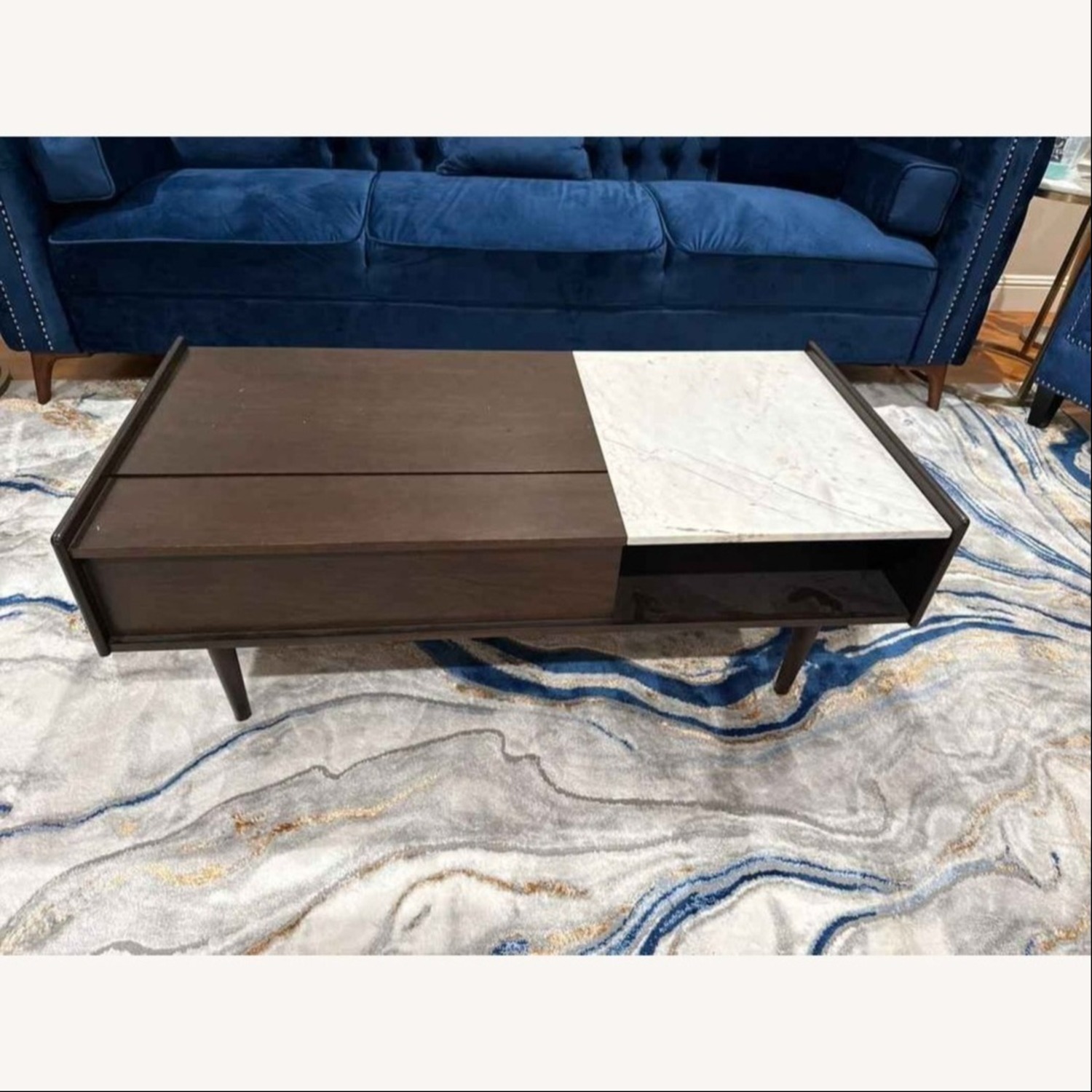 West Elm Dark Brown Wood Coffee Table - image-1