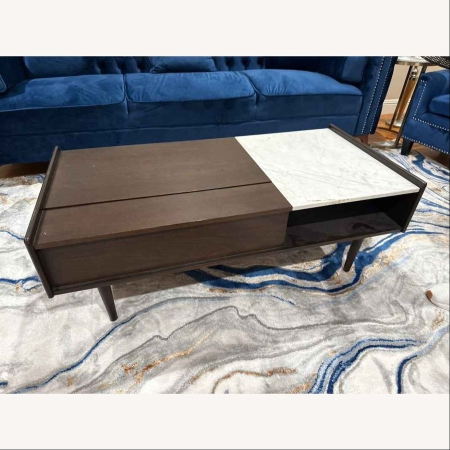 West Elm Dark Brown Wood Coffee Table - image-2