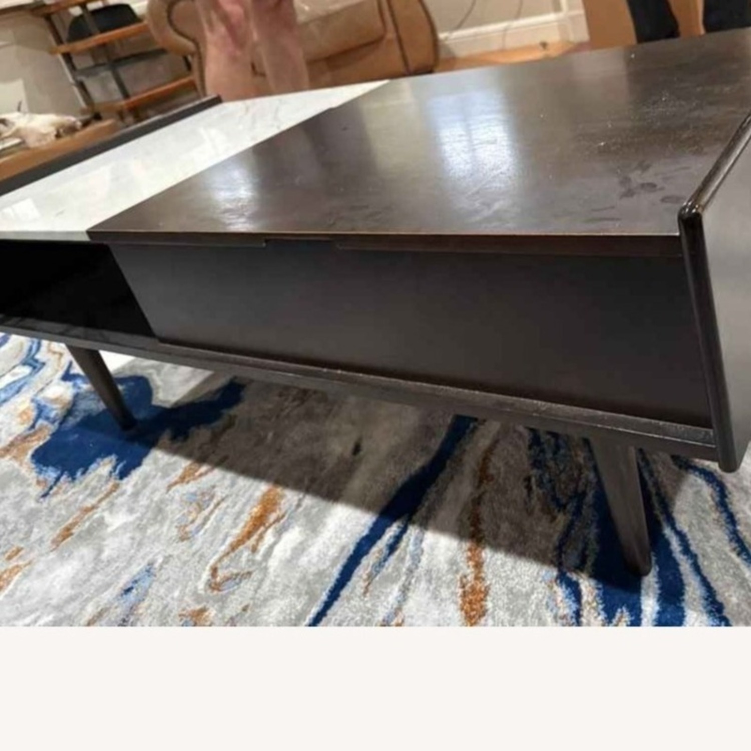 West Elm Dark Brown Wood Coffee Table - image-5