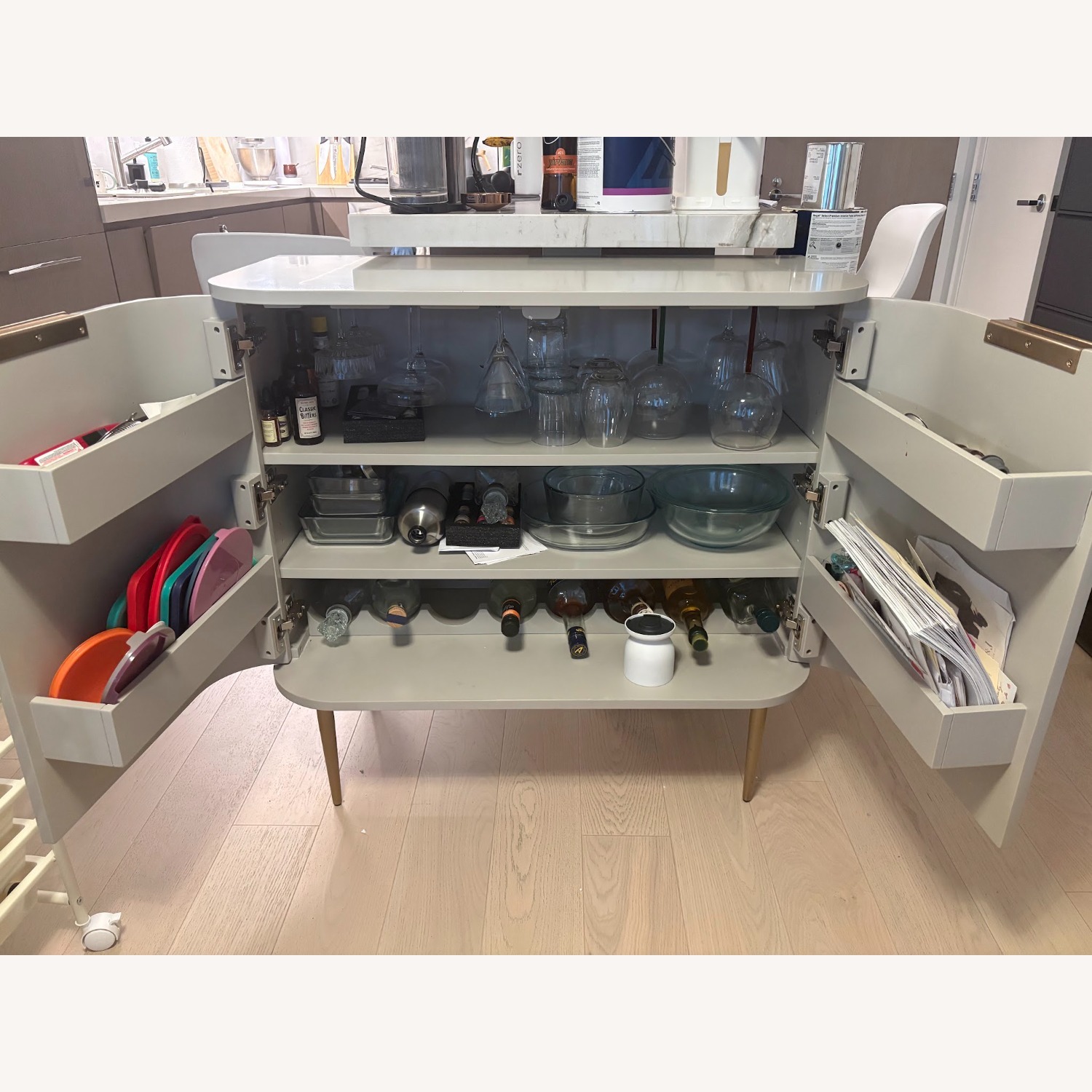 West Elm Natural Wood Bar Cabinet - image-7