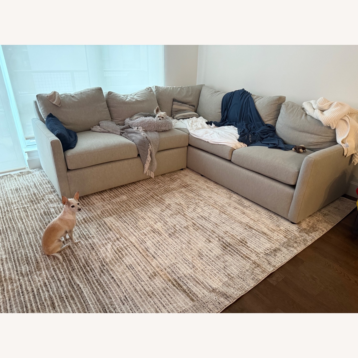 Light Brown Fabric 2 Piece Sectional - image-2