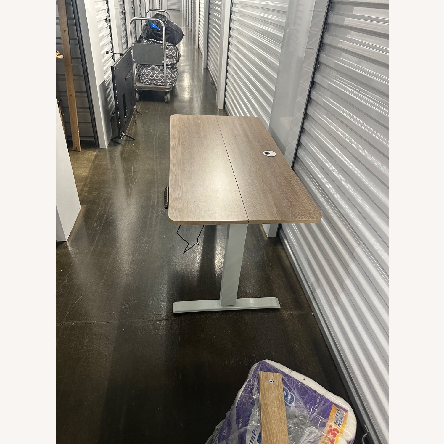 Light Brown Wood Desk - image-2