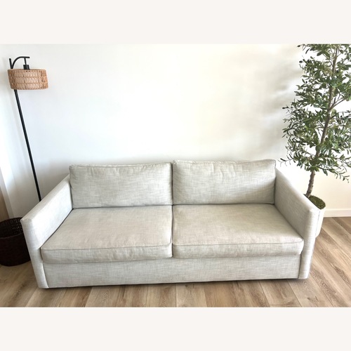 Used West Elm Harris Light Gray Linen 2 Seater Sofa for sale on AptDeco