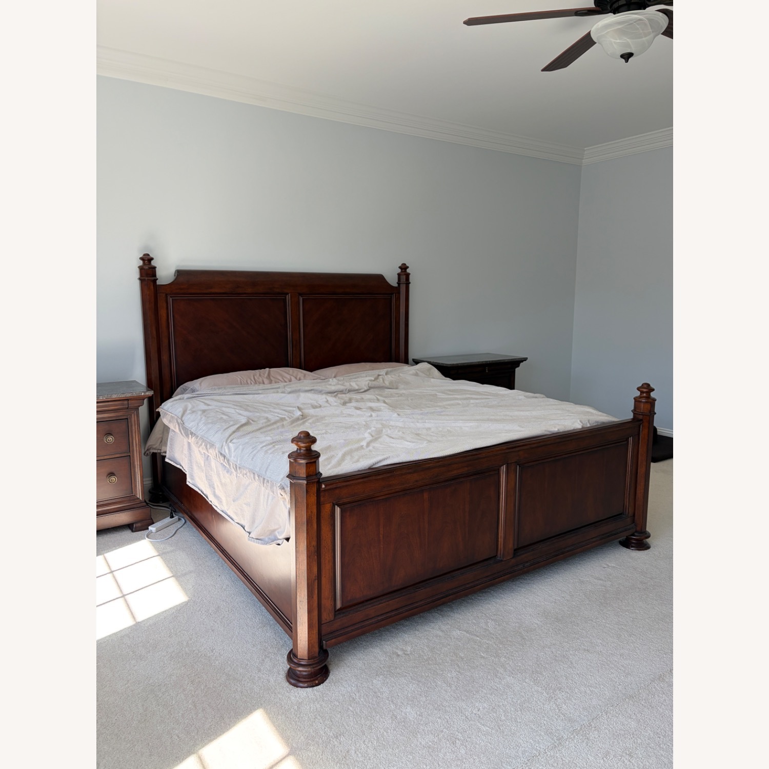 Dark Brown Wood King Bed - image-4