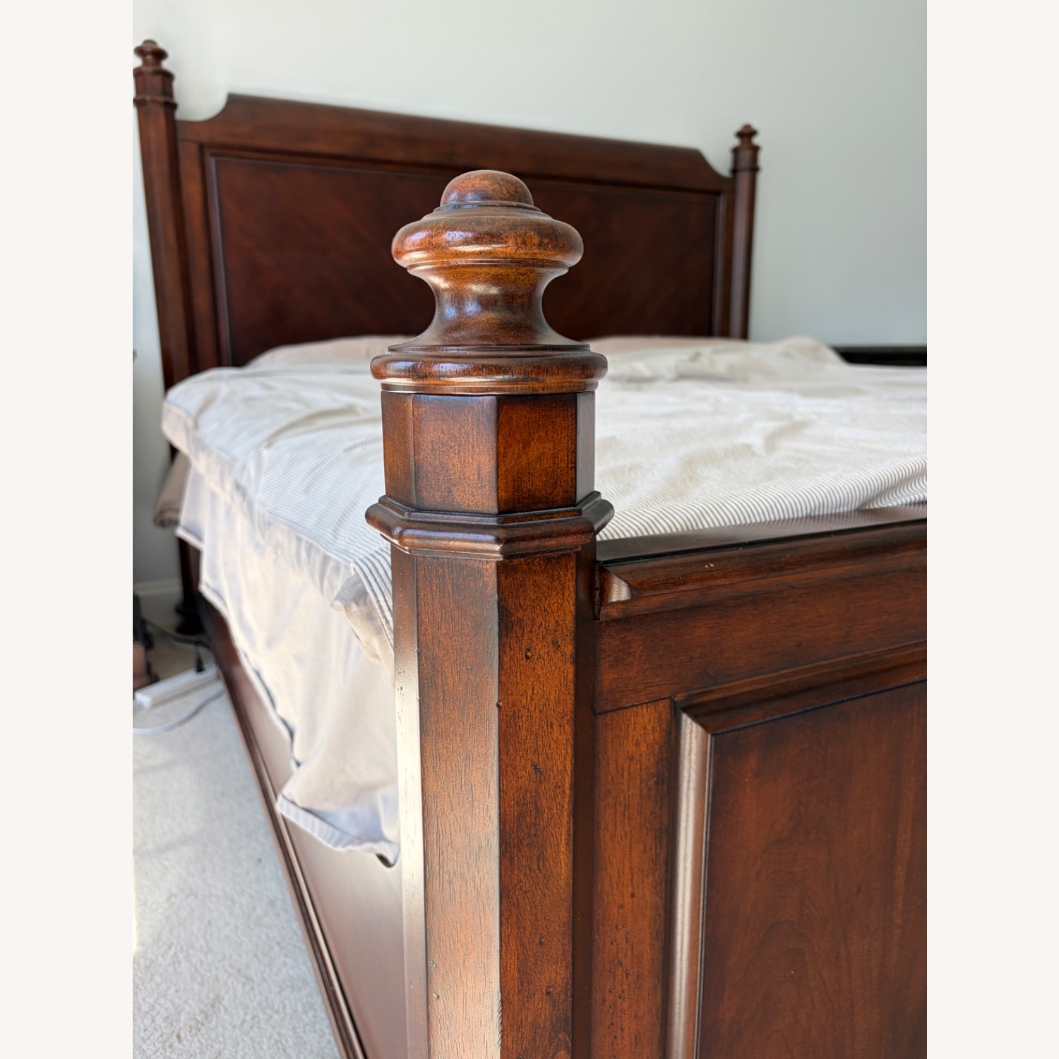 Dark Brown Wood King Bed - image-2