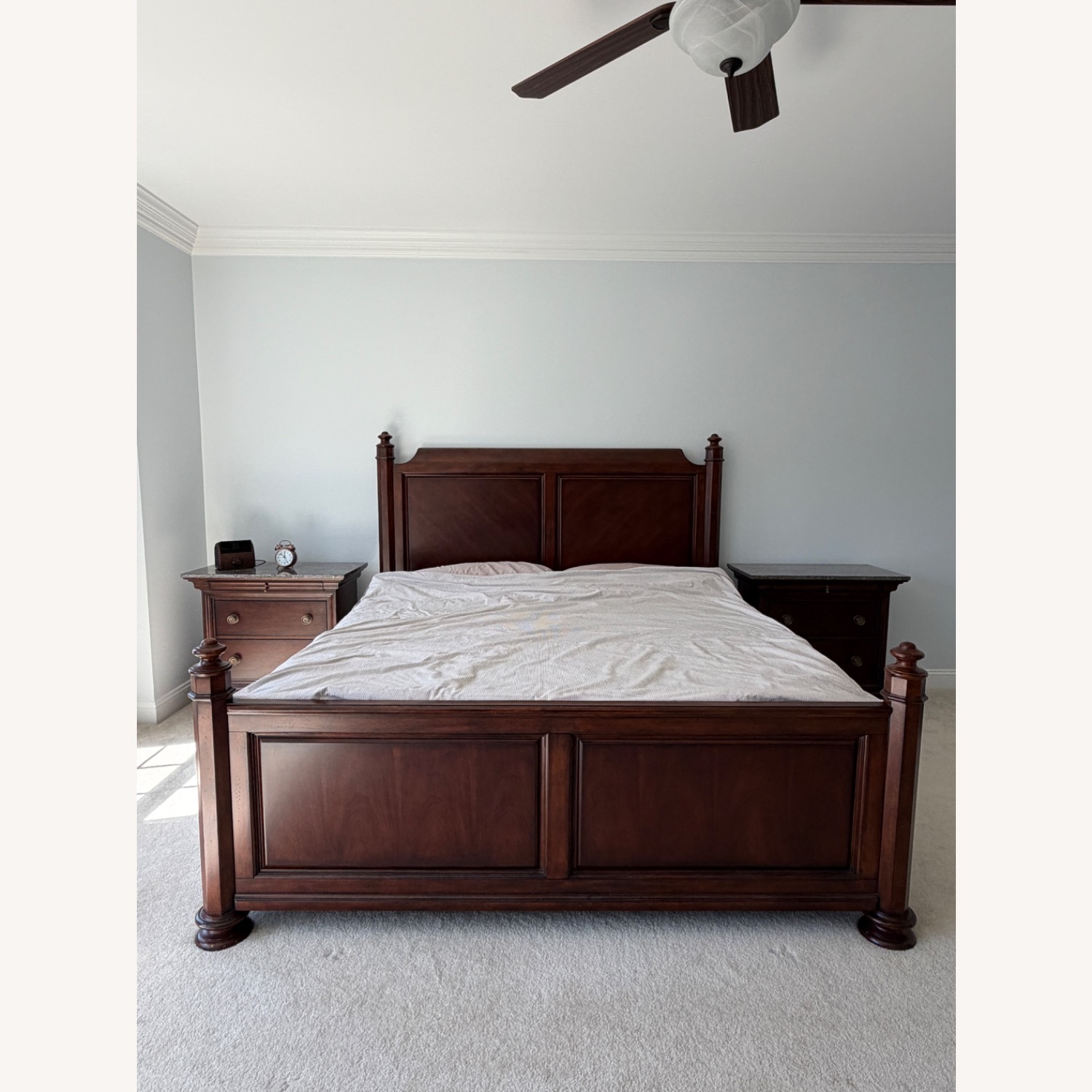 Dark Brown Wood King Bed - image-3