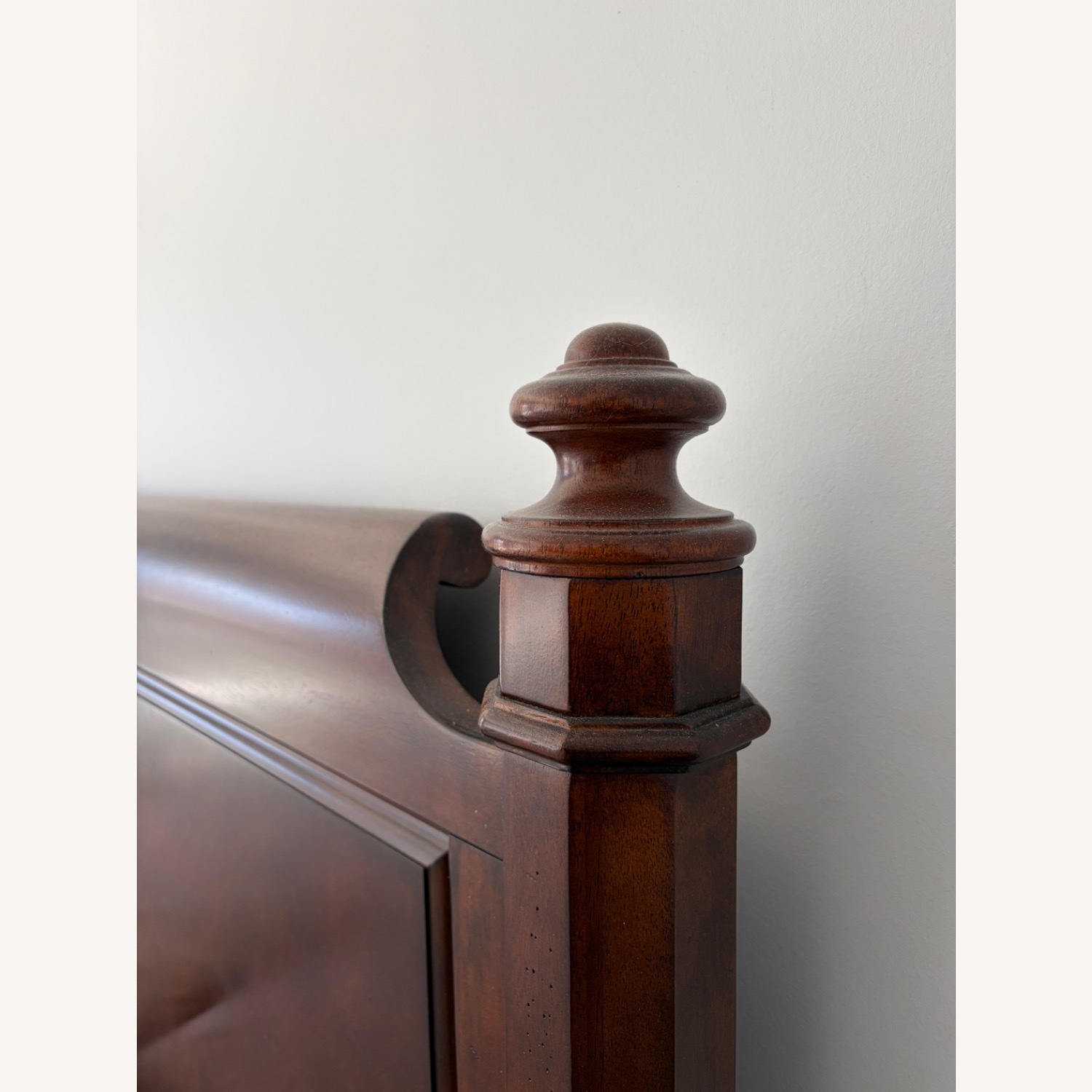 Dark Brown Wood King Bed - image-1