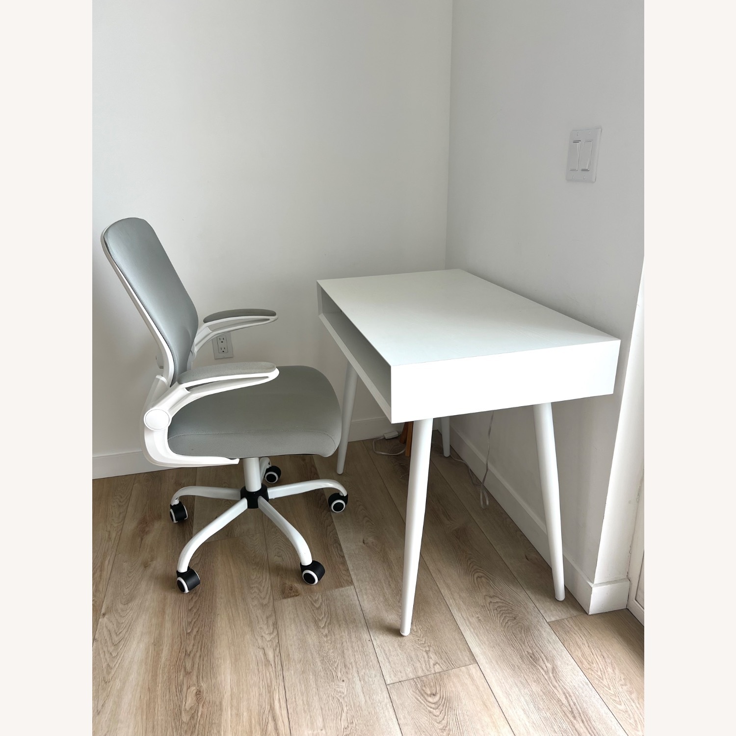 Office Depot Mid Century Modern White Wood Desk - image-3
