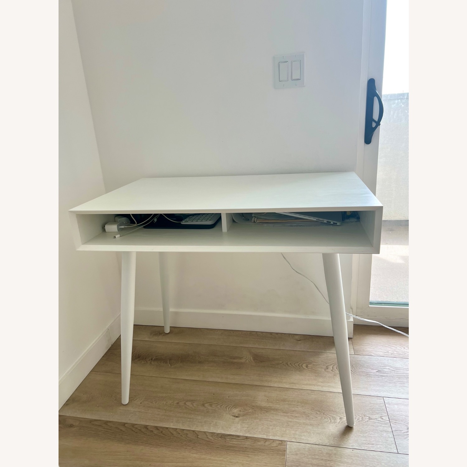 Office Depot Mid Century Modern White Wood Desk - image-2