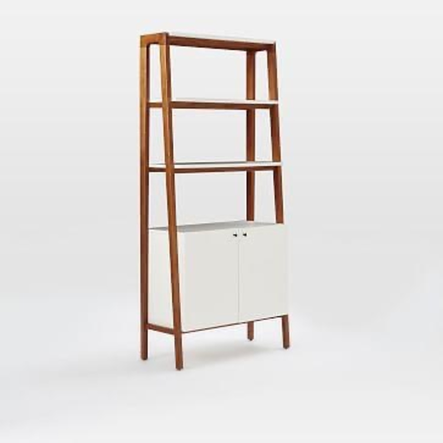 West Elm Modern Wall Cabinet Bookcase, Pecan/White - image-4
