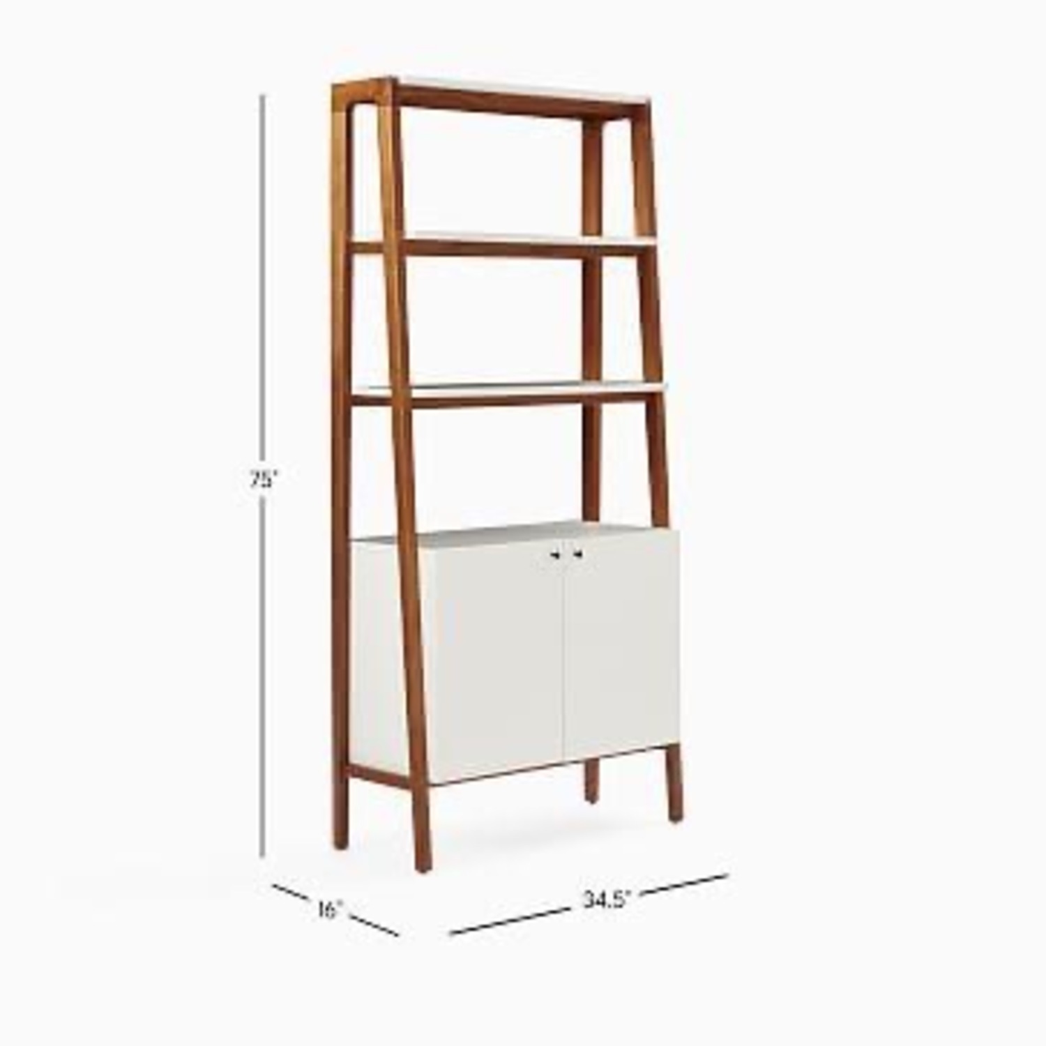 West Elm Modern Wall Cabinet Bookcase, Pecan/White - image-2