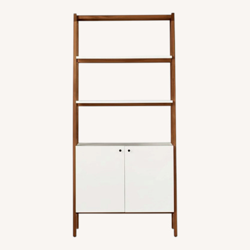Used West Elm Modern Wall Cabinet Bookcase, Pecan/White for sale on AptDeco