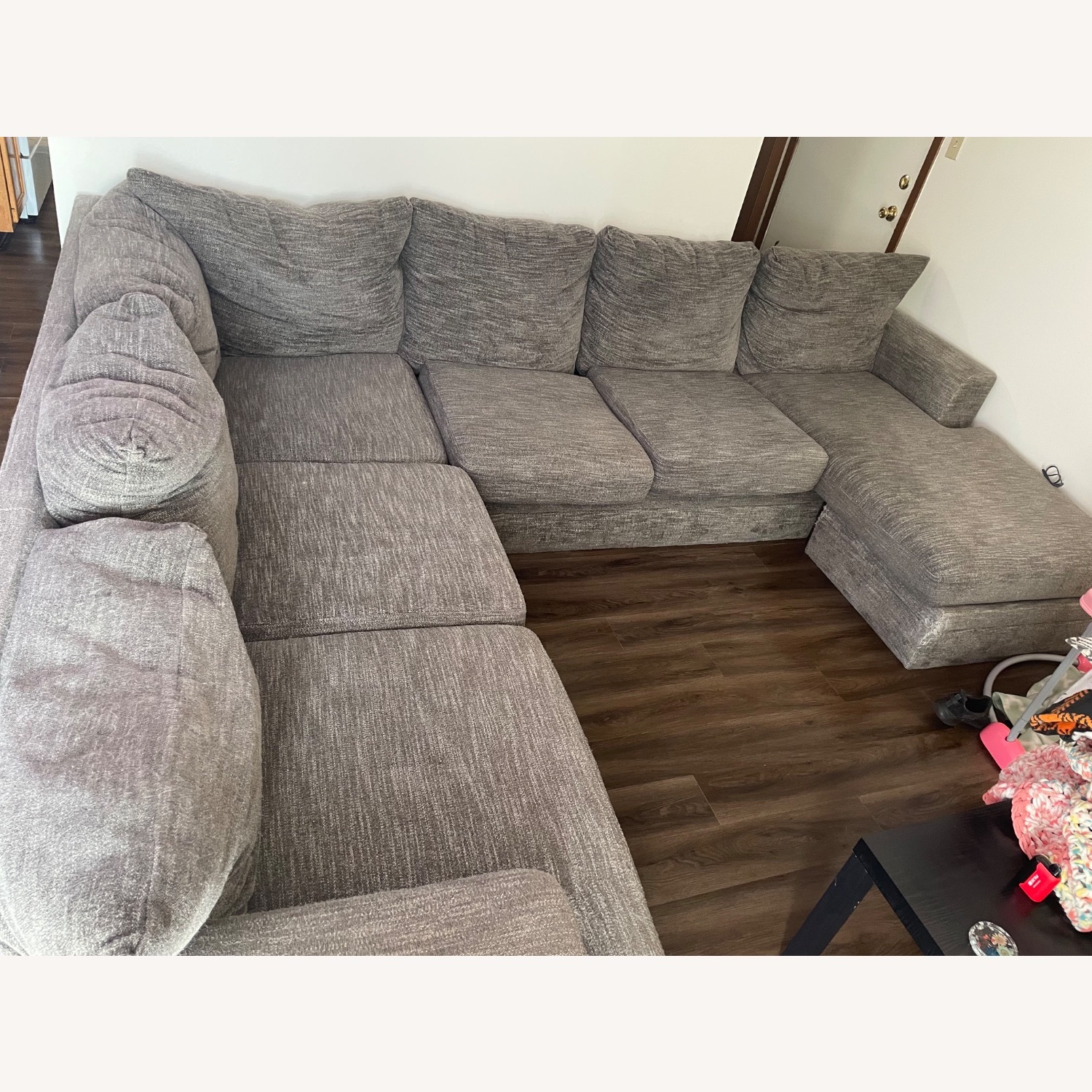 Classic Home Light Gray Fabric 3+ Piece Sectional - image-1