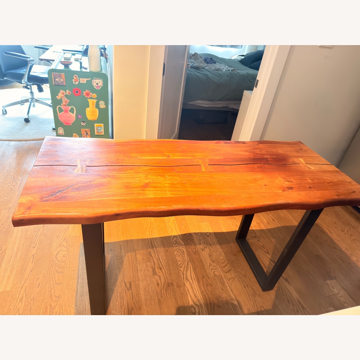 Live Edge Solid Wood Coffee Table with Metal Legs  - image-2