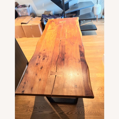 Used Live Edge Solid Wood Coffee Table with Metal Legs  for sale on AptDeco