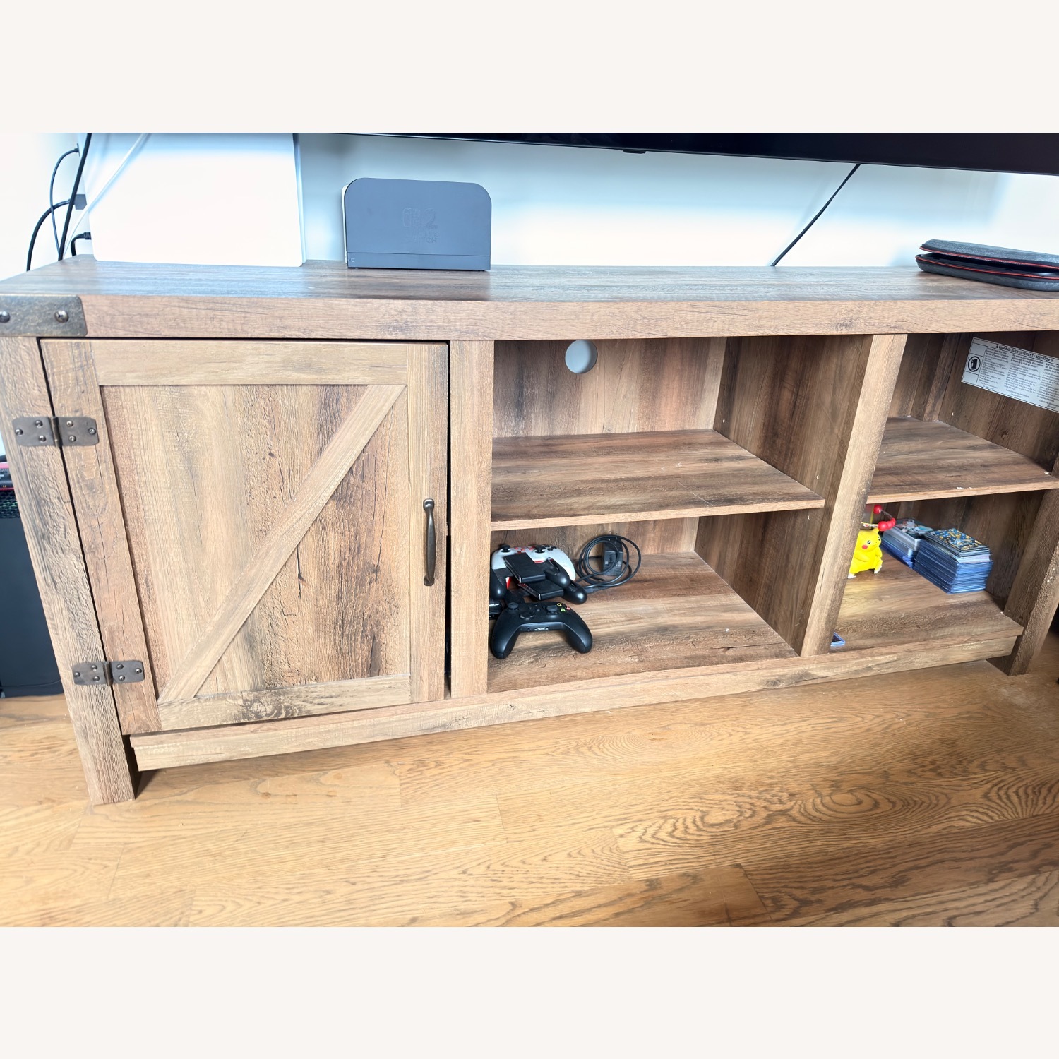 Light Brown Wood Media Storage - image-1