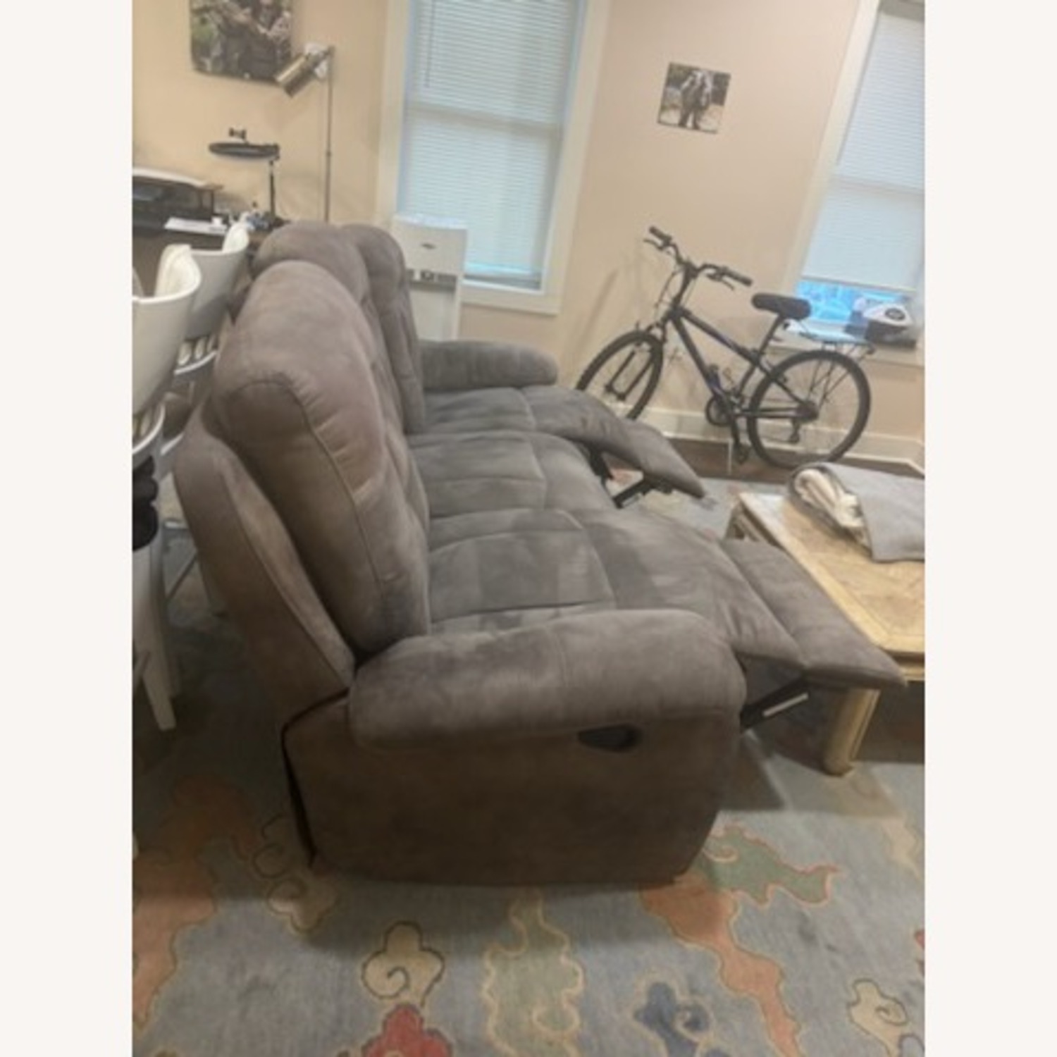 Dark Gray Fabric 3+ Seater Sofa - image-3