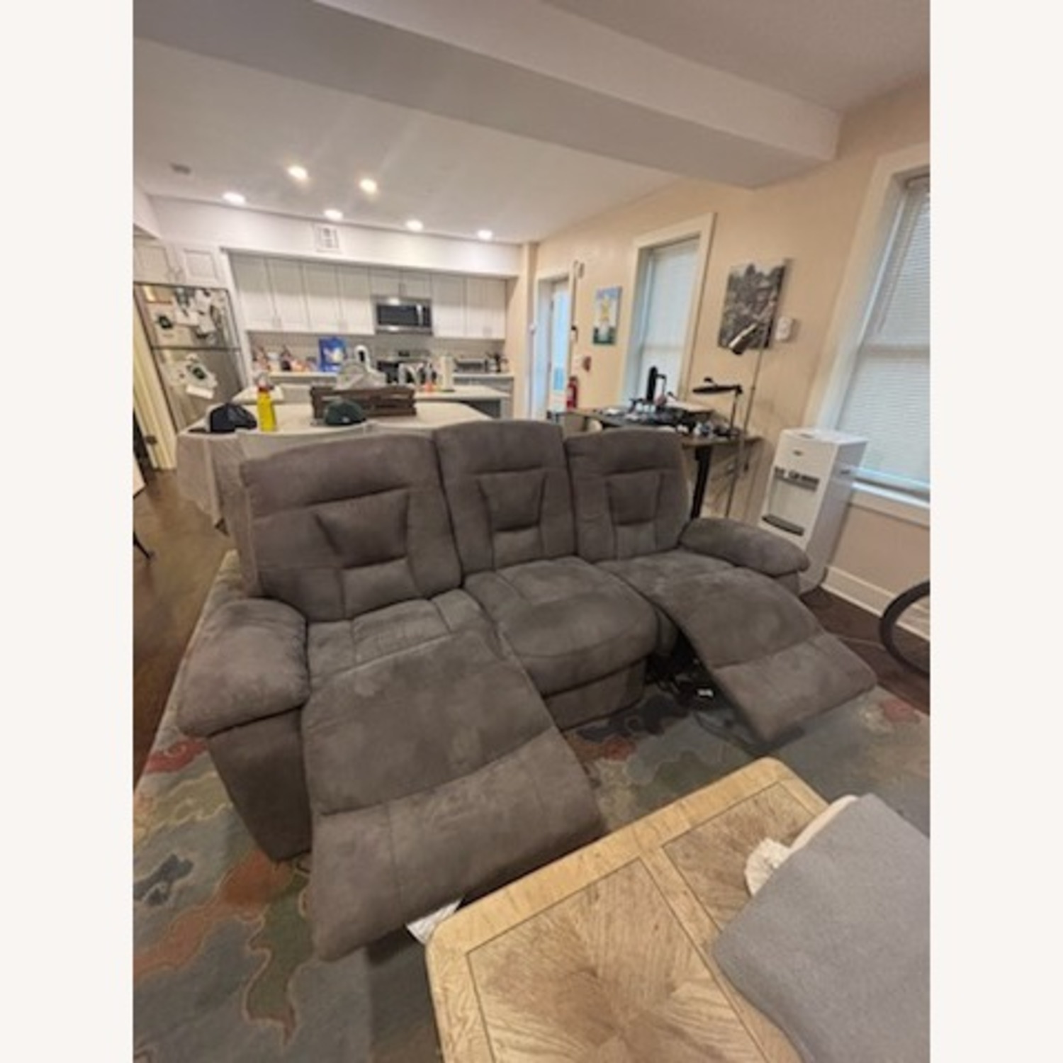 Dark Gray Fabric 3+ Seater Sofa - image-2