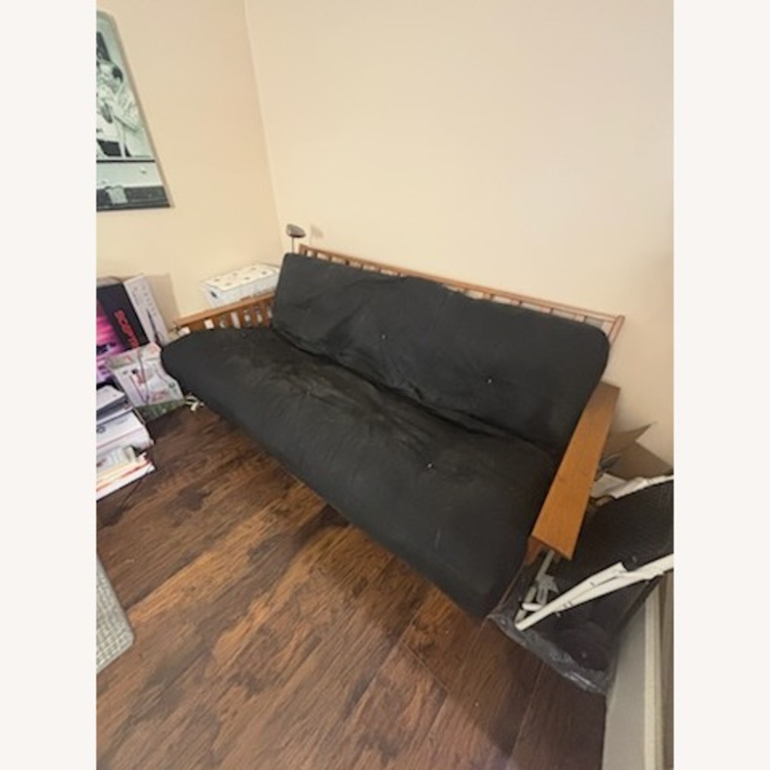 Black Fabric Futon - image-2