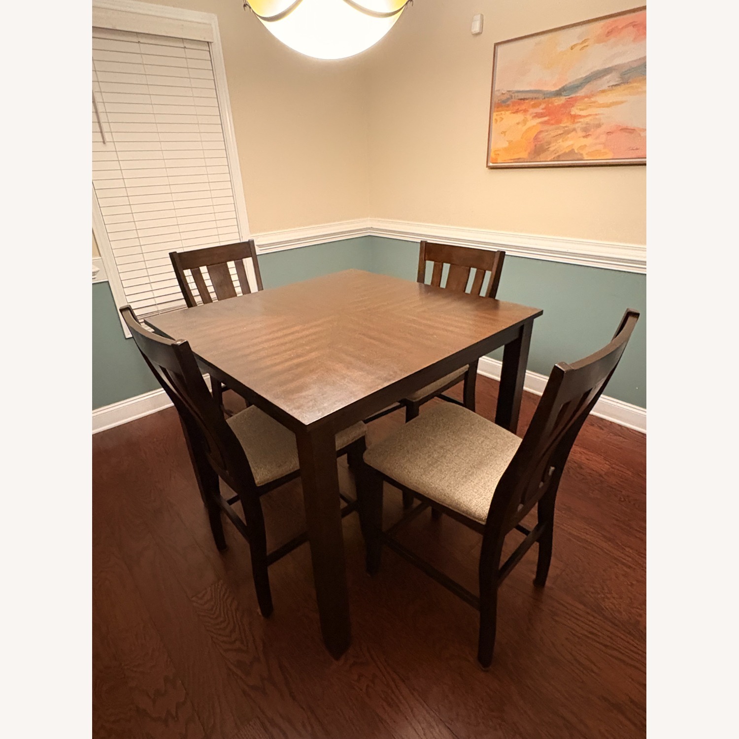 Dark Brown Wood Dining Set - image-1