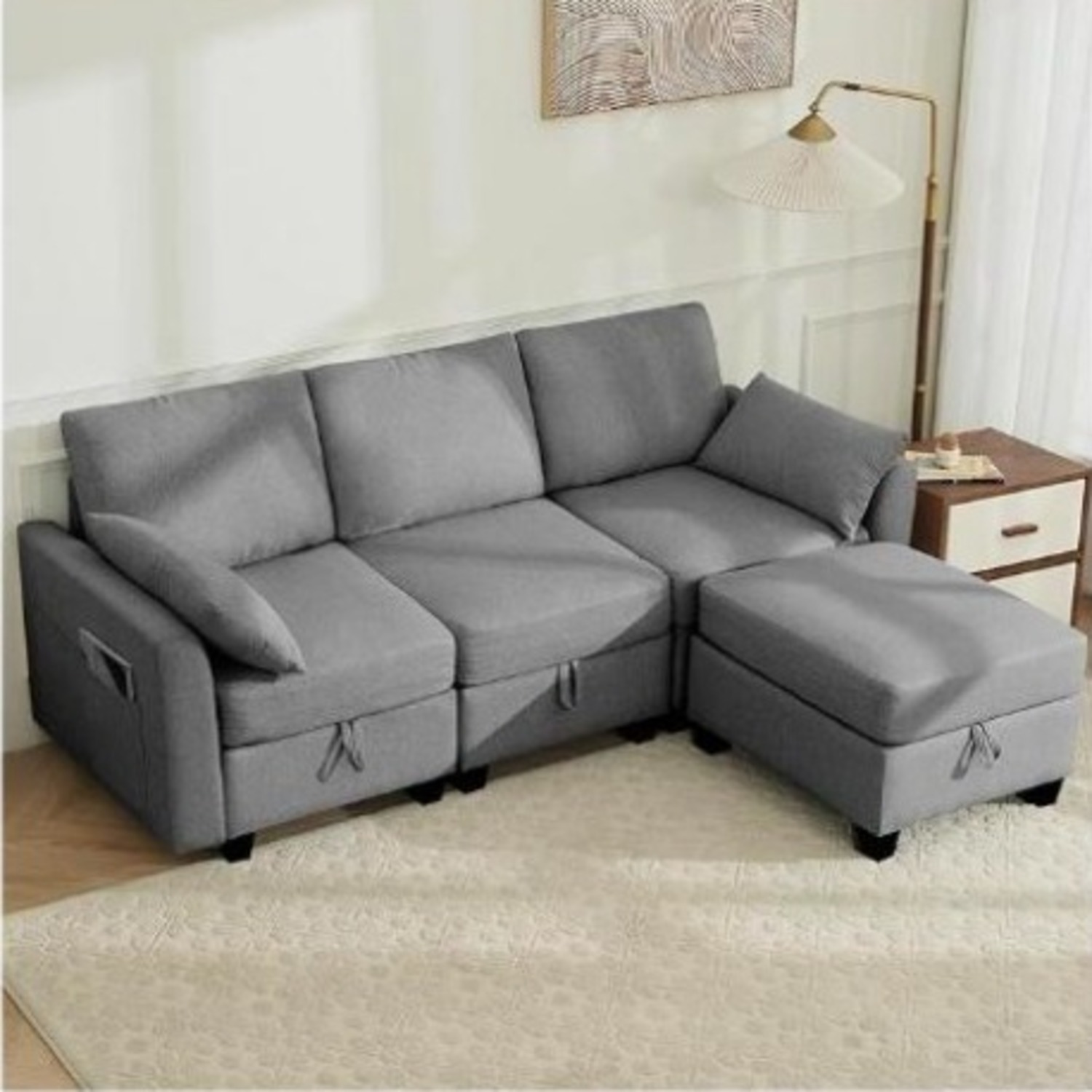 Amazon Winlice L-Shaped 3-Seat Sectional Sofa Dark Gray - image-1