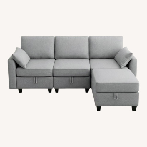 Used Amazon Winlice L-Shaped 3-Seat Sectional Sofa Dark Gray for sale on AptDeco