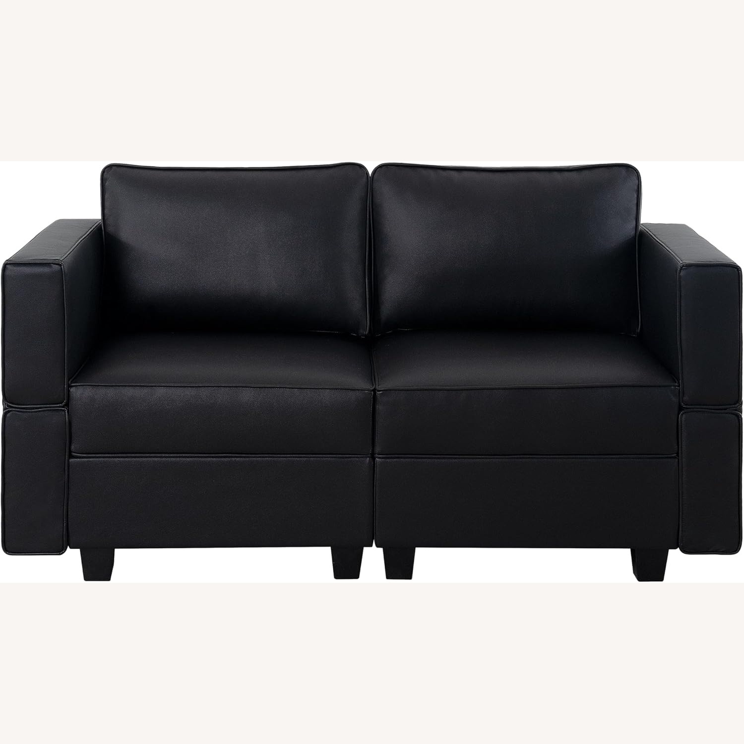 Amazon Black Leather Loveseat with Storage - image-5