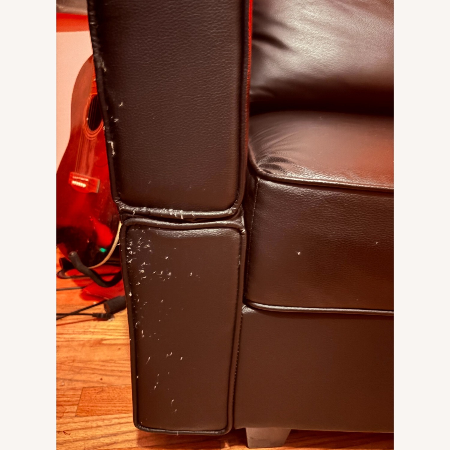 Amazon Black Leather Loveseat with Storage - image-3