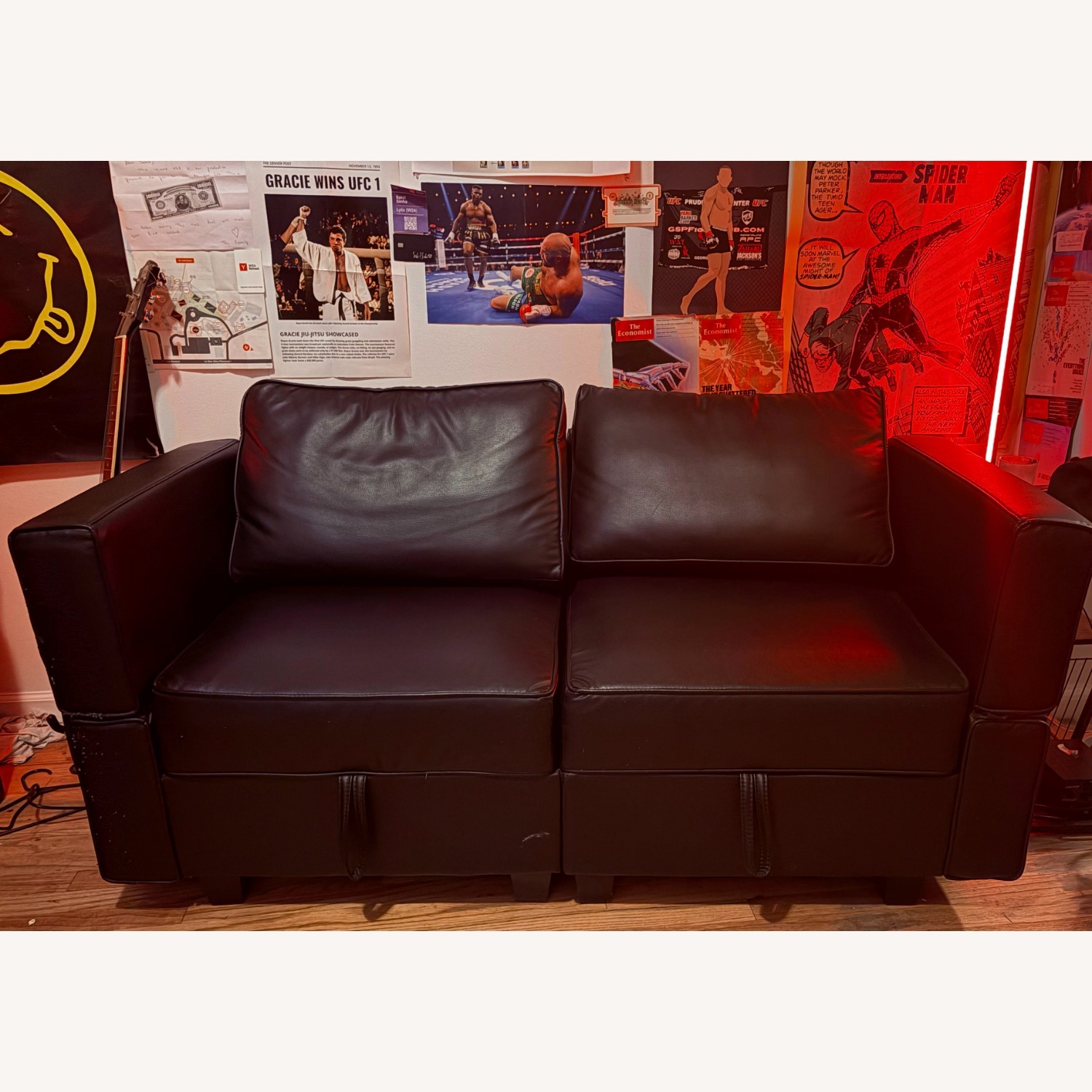 Amazon Black Leather Loveseat with Storage - image-2